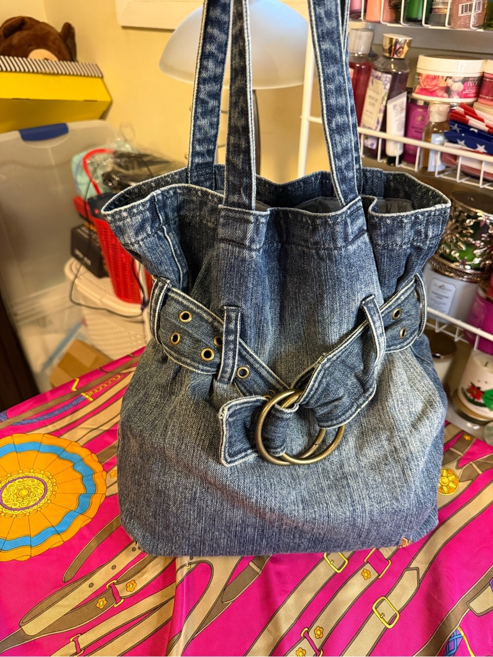 Arizona Jean Company Denim Tote Bag | Belted Shoulder Bag | Blue Jean Purse | Y2